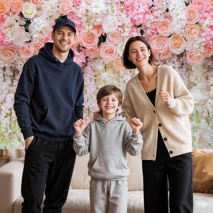 8x6ft Pink Rose Flower Wedding Photography Backdrop Spring Floral Photography Backdrop Valentine's Day Mother's Day Girl Birthday Baby Shower Wedding Bridal Party Banner Photo Booth Props Background