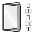 Goodsmart Restaurant Menu Covers – 25 Pack Black 6-View Booklet 8.5" x 14", Side-Loading Vinyl & Plastic Menu Holders, Clear Menu Sleeves, Leather-Style Café Covers with Gold Corners