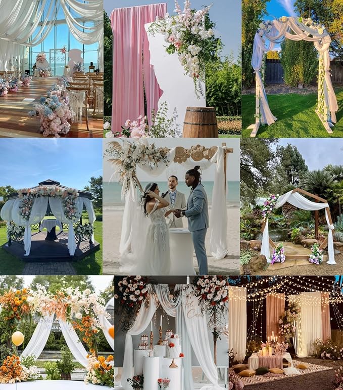 Champagne Gold Wedding Arch Draping Fabric 29" x 20 FT Wedding Drapes for Backdrop Sheer Curtains Drapes for Romantic Bridal Baby Shower Decor Ceremony Birthday Party Fall Outdoor Events