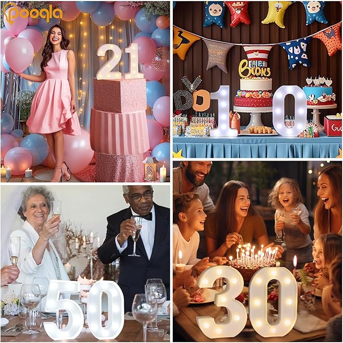 Pooqla 21st Birthday Decorations for Her Him, Decorative LED Light Up Numbers, Marquee Numbers 21 Sign for Party Backdrop 21st Wedding Anniversary Decor, Warm White and Cool White Number 21