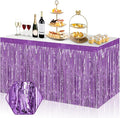3 Pack 29x108 Inch Light Purple Foil Fringe Table Skirts Metallic Banner for Tinsel Streamer Garland Backdrop for Parade Floats Wedding Thanksgiving Birthday Christmas Halloween Party Decoration