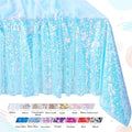 QueenDream Sequin Iridescent Tablecloth 60x102 Inches Blue Sequin Table Overlay Mermaid Parties Cocktail Decor