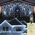 KNONEW 164FT 1600 LED Christmas Lights Outdoor Decoration White Timer 8Modes Hanging Fairy String Lights with 320 Drops, Plug in Waterproof Indoor Decor for Holiday Wedding Party Window Garden