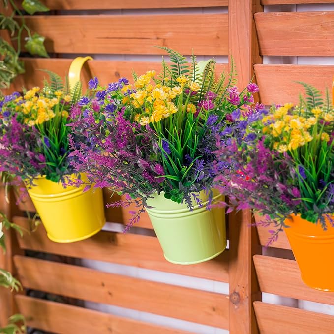 20 Bundles Artificial Flowers Outdoor No Fade UV Resistant Fake Plastic Flowers Faux Plants for Garden Patio Porch Window Box Home Wedding Farmhouse Hanging Décor