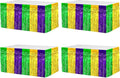 4 Pack 29x108 Inch Mardi Gras Metallic Foil Fringe Tinsel Table Skirts for Rectangle Tables Streamer for Christmas, Birthday, Parade Floats, Halloween Party Supplies(Gold Green Purple)