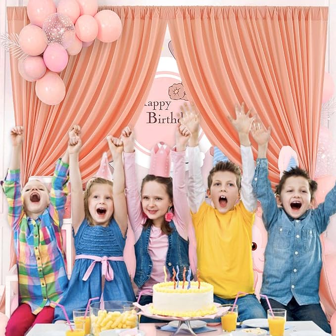10 x 7 Feet Rose Gold Backdrop Curtain for Partie, Background Curtains for Photoshoot, Birthday, Wedding, Halloween, Thanksgiving, Christmas Day, New Year Party Decorations 5Ft x 7Ft, 2 Panels