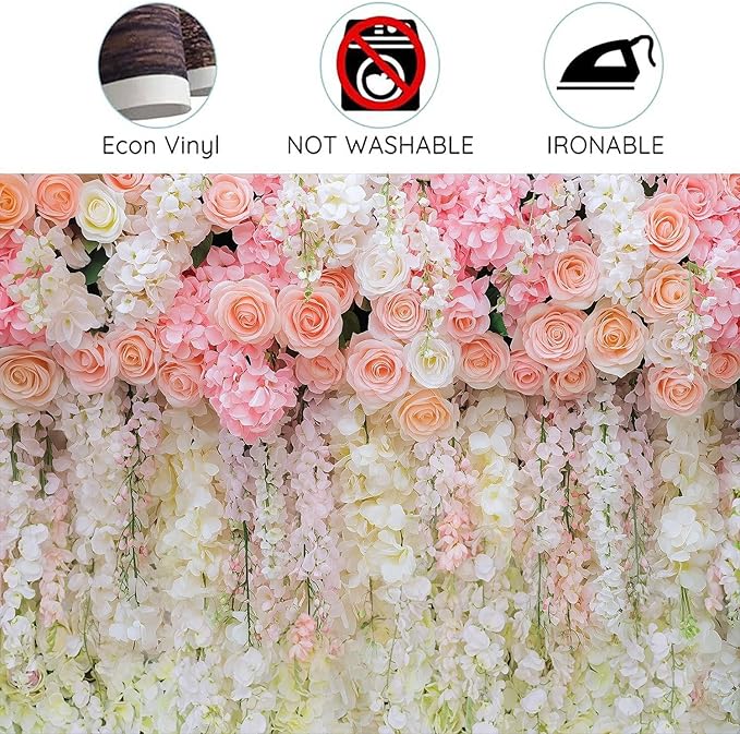 6x6ft Pink Rose Flower Wedding Photography Backdrop Spring Floral Photography Backdrop Valentine's Day Mother's Day Girl Birthday Baby Shower Wedding Bridal Party Banner Photo Booth Props Background
