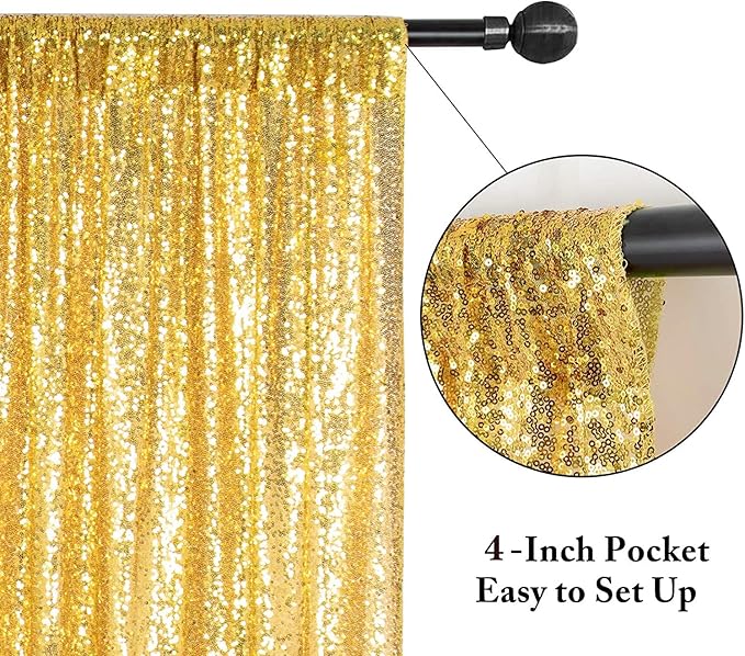 Eternal Beauty Gold Sequin Backdrop, 10x10 Ft Glitter Background Curtains for Shimmer Photography Party Wedding Birthday Back Drop Decor