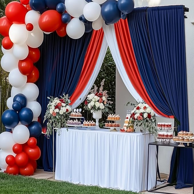 10×12ft Navy Blue Wrinkle Free Backdrop Curtain for Wedding Parties, 2 Panels 5×12ft Long Soft Silky Polyester Backdrop Drapes Photo Back Drop Curtains for Birthday Photography Background Cloth
