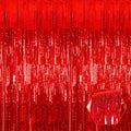 6 Pack Red Foil Fringe Curtain Backdrop, 3.28Ft x 8.2Ft Metallic Tinsel Foil Fringe Streamer Curtains for Photo Booth, Birthday, Wedding, New Year Party Decorations