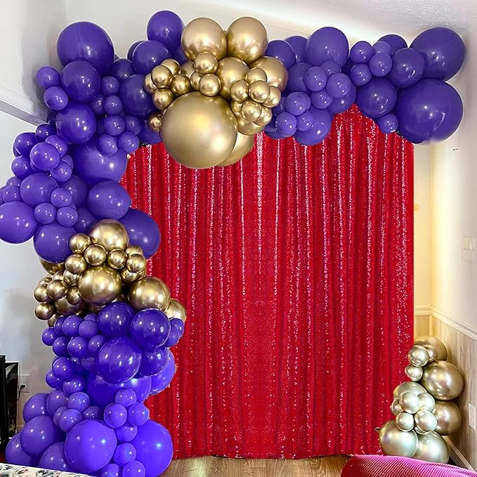 JYFLZQ Red Sequin Backdrop Curtains 4ft x 6.5ft 1 Panel Glitter Photo Booth Backdrops Sparkly Photography Background Drapes for Parties Wedding Bridal Showers