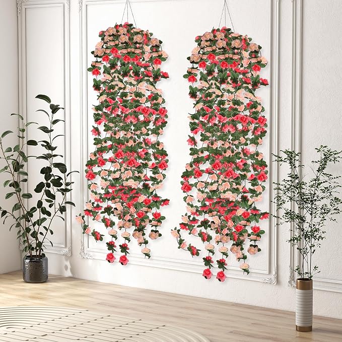 10 Pcs 82FT Flower Garland, Artificial Rose Garland Flowers Plants Fake Flower Hanging Rose Ivy, Birthday Party Valentine's Day Wedding Wall Arch Decor