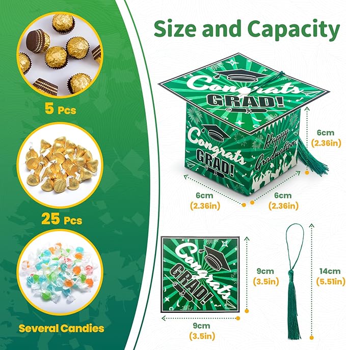 COTOPHER 36 Pack Mini Graduation Cap Gift Boxes, Class of 2025 Graduation Candy Boxes with Tassel, Small Treat Chocolate Box Centerpieces for Tables Party Decorations Graduate Favors Supplies