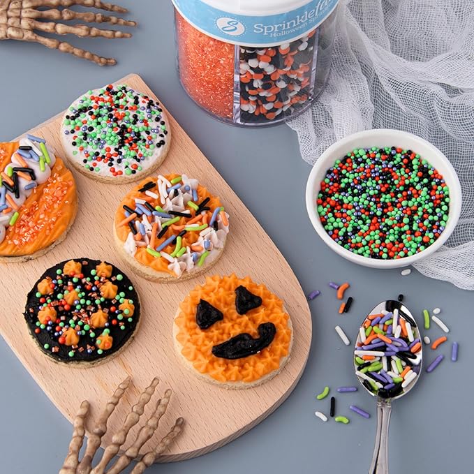 Sweets Indeed Halloween 6-Cell Sprinkle Jar – 6 Variety Sprinkle Compartments | Edible Cake Decorations for Cupcakes, Cookies, Cakes & Desserts | 6.45 oz