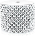 Craft String Pearls 8MM Pearl Bead, 33 Feet Silver Faux Pearl Garland Spool Roll Strand Wedding Party Decoration, Christmas Tree Decorations