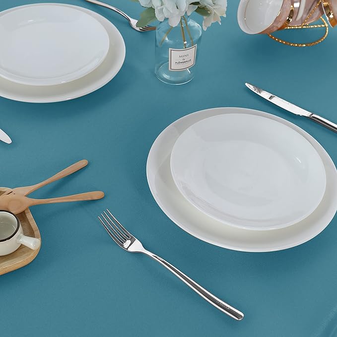 Fitable Rectangle Tablecloth Stain and Wrinkle Resistant Washable Polyester Table Cloth for Buffet Parties and Camping (60x84 inch, Teal)