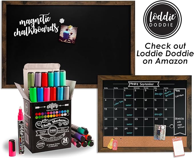 Loddie Doddie Magnetic Boards for Walls - 20" x 30" Rustic White Wood Frame - Erasable Surface & Holds Magnets - Note & Photo Display - Easy Hang with Included Hardware