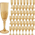 Plastic Champagne Flutes, 48PCS Gold Wine Glasses Goblets Cups Reusable Flute, for Weddings Bachelor Parties Toasting and Events(48, Gold)