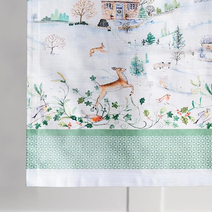 Maison d' Hermine Table Runner 100% Cotton Single Layer Table Runners 108 inches Long for Thanksgiving Christmas Decorations Home Kitchen Dining Party Wedding (Snowy World, 14.5" x 108")
