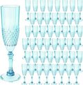 Plastic Champagne Flutes, 48PCS Light Cyan Wine Glasses Goblets Cups Reusable Flute, for Weddings Bachelor Parties Toasting and Events(48, Light Cyan)