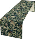Peacock Table Runner,Retro Floral Plants Peacock Table Runner for Home Kitchen Dining Party Indoor Outdoor Decoration 13x90 Inch