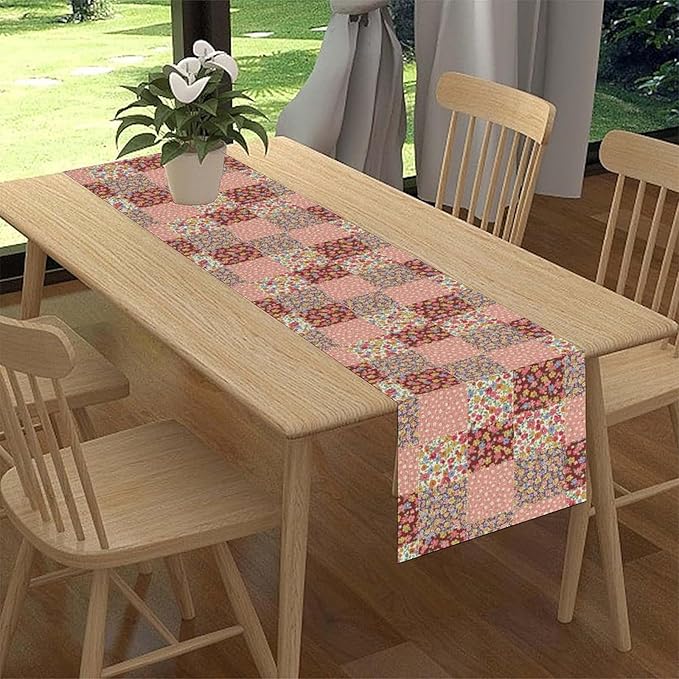 Boho Patchwork Table Runner, Vintage Farmhouse Colorful Wildflowers Bohemian Paisley Flower Table Center Decor for Home Kitchen Dining Patio Holiday Party Indoor Table Decorations, 13"x108" Inch
