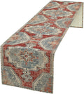 Boho Floral Vintage Table Runner, Retro Blue Red Flower Rustic Country Farmhouse Abstract Pattern for Home Kitchen Table Decor Dining Coffee Room Party Decor 13x60in
