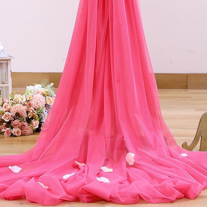 Hot Pink Tulle Backdrop Curtain for Parties 10ft x 8ft Fuchsia Sheer Backdrop Curtains for Baby Shower Birthday Wedding Bridal Shower Photo Shoot Photography Background Decorations 2 Panels 5ft x 8ft