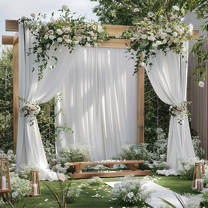 White Backdrop Curtains Wedding Background Drapes White Drapes for Backdrop Decoration Photography Video Studio Props 10x12FT TAYHQ001