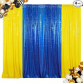 ShinyBeauty Sequin Backdrop Yellow and Royal Blue Backdrop Set of 4, 2FTx8FT Photo Backdrops Shimmer Wall Photograph Backgrounds Glitter Curtains 4 Pieces