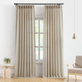 Vision Home Sand Pinch Pleated Semi Sheer Curtains Textured Linen Blended Light Filtering Window Curtains 108 inch for Living Room Bedroom Pinch Pleat Drapes with Hooks 2 Panels 9ft 40" Wx108 L
