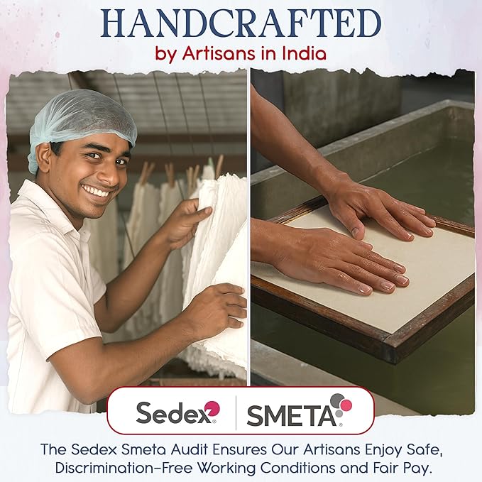 Wanderings Vintage Handmade Deckle Edge Folded Paper – Folded to 3.5"x2" – 150 GSM - 50-Pack – Textured Cotton Paper – Ideal for Place Cards, Blank Name Cards, Table Settings, Gift Tags, Love Notes
