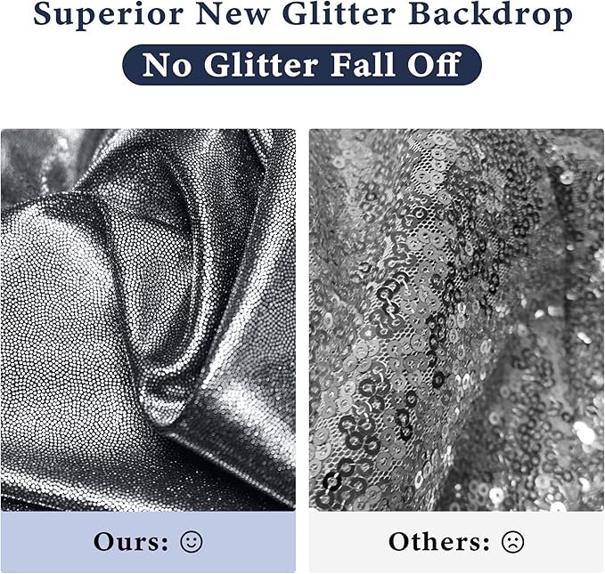 Outpain Thick 20 ft x 10 ft Black Silver Sequin Backdrop Curtain for Parties, Wrinkle Free Glitter Photo Backdrop Drapes 4 Panels 5x10ft Black Silver Back Drop Cloth for Wedding Photography Background