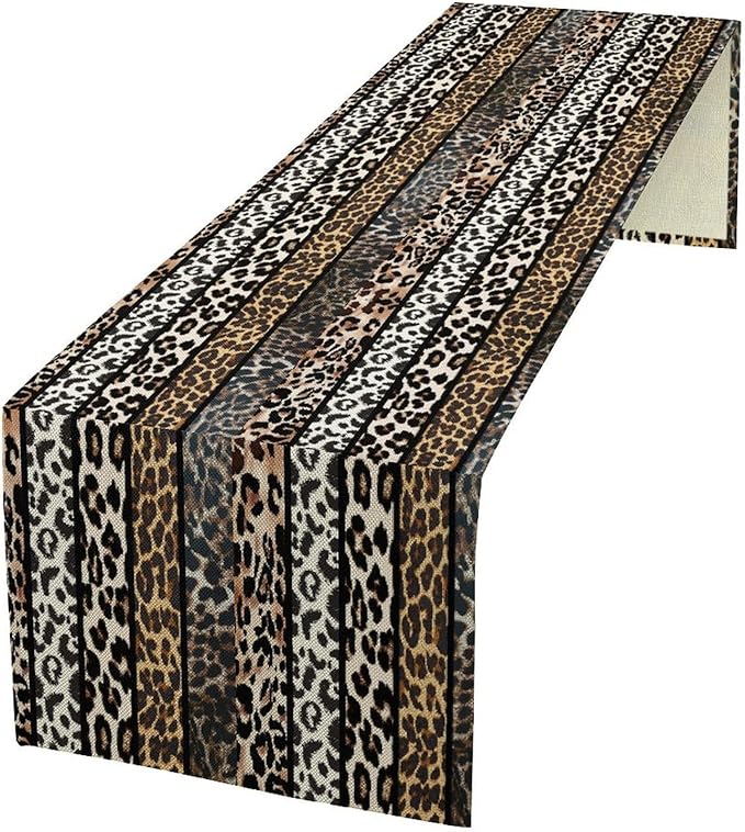 Cow Patchwork Print Table Runner, Country Farm Animal Fur Skin Farm Safari Wildlife Pattern Table Runner for Dinner Dinning Home Kitchen Living Room Party Holidays Setting, 13x90 Inch