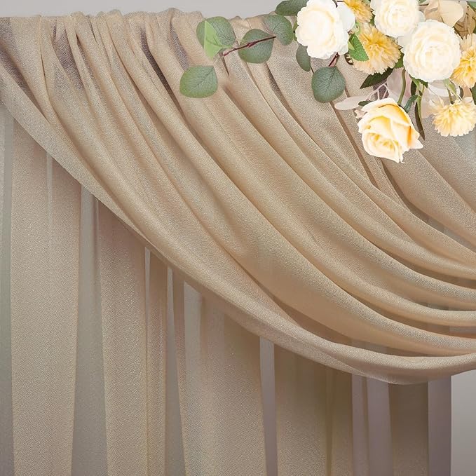 Wokceer Wedding Arch Draping Nude 2 Panels 28.7" x 20FT Sheer Fabric Drapes Backdrop for Ceremony, Birthday Party, Bridal Shower Decoration
