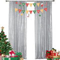 Sugargirl Silver Sequin Backdrop Curtain 2FTx8FT Glitter Background Drapes Sparkle Photography Backdrop for Party Wedding Birthday Wall Decor（2 Panels,Silver