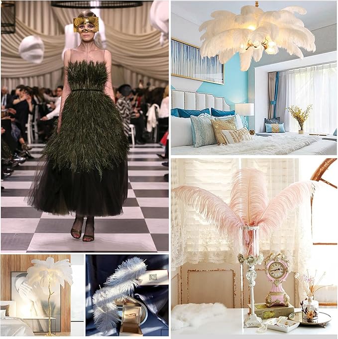 THARAHT 12PCS Ostrich Feathers Natural Bulk 12-14Inch(30-35cm) for Wedding Party Centerpieces Easter Gatsby Flower Arrangement and Home Decorate Ostrich Feathers,Pink