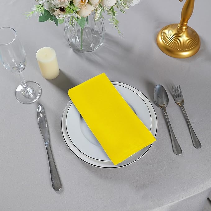 Cloth Napkins 20x20 inch Washable Polyester Dinner Napkins Soft Table Napkins for Wedding Party Dining Banquet(Yellow,100PCS)