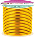 Mandala Crafts 13 Gauge Anodized Aluminum Craft Wire for Jewelry Making - 60 FT Colored Flexible Gold Tone Wire - Bendable for Bonsai Armature Crafting Sculpting