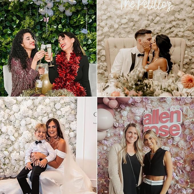 Artificial Flower Wall Panels, Luxury 5D Silk Floral Backdrop Decor for Wedding Celebrations, Festive Party and Home Decorating, Quick Assembly and Storage, Both Eco ＆ Pet Friendly, 4 ft*8ft.