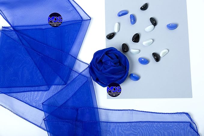 MDS Pack of 25 PCS Organza Chair Sashes Wider Dining Chair Bows Ribbon Tie Back for Wedding Party Birthday Bridal Shower Reception Event Banquet Home Chair Cover Decoration - Royal Blue
