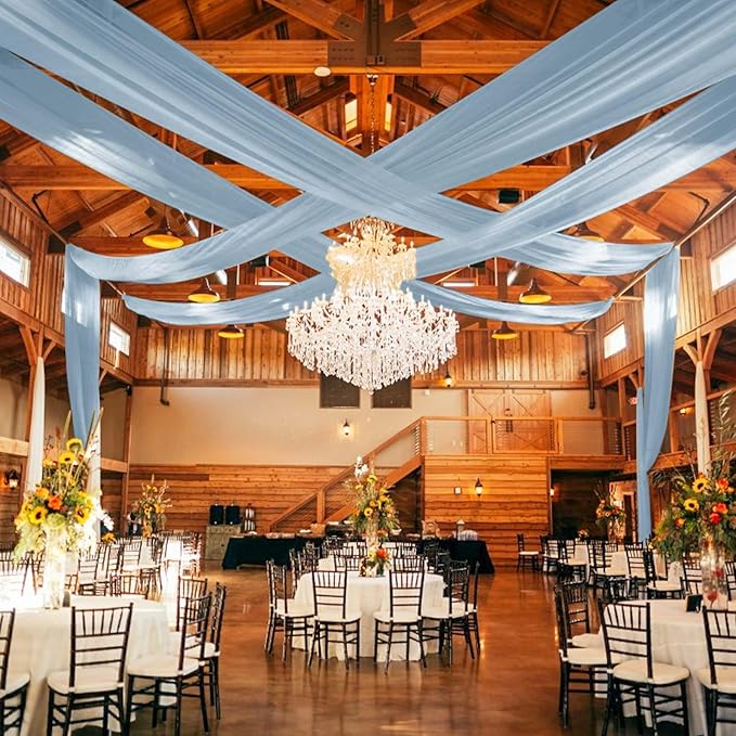 6 Panels Dusty Blue Ceiling Drapes for Wedding 5ftx40ft Ceiling Drapes Wedding Arch Draping Fabric Cheesecloth Sheer Curtain Romantic Ceiling Decorations for Weddings Party Banquet Ceremony Stage