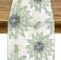 Chrysanthemum Vintage Floral Table Runner, Elegant Yellow Sunflower Spring Summer Elegant Pattern Artichokes Flower Table Runner for Party Kitchen Dining Living Room Decor, 13x90 Inch