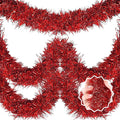 25 Feet Red Christmas Tinsel Garland, Metallic Foil Twist Banner Wall Hanging Tinsel Streamers Backdrop for Parade Floats, Christmas, Mother's Day, Birthday Party Decorations(4in x 25ft)