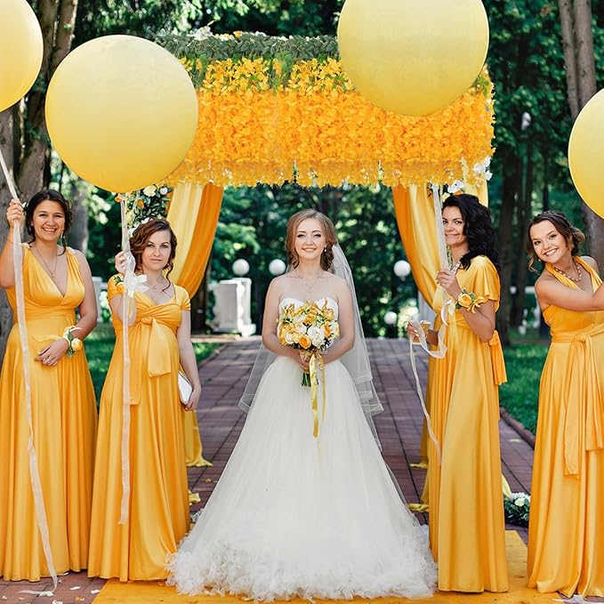 12 Pack Orange Wisteria Hanging Flowers, 3.44 Ft Fake Hanging Flowers, Artificial Wisteria Garland Vines for Wedding Room Backdrop Outdoor Patio Garden Decoration