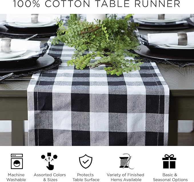DII Woven Basic Tabletop Collection Chevron Table Runner, 15x72, Aqua