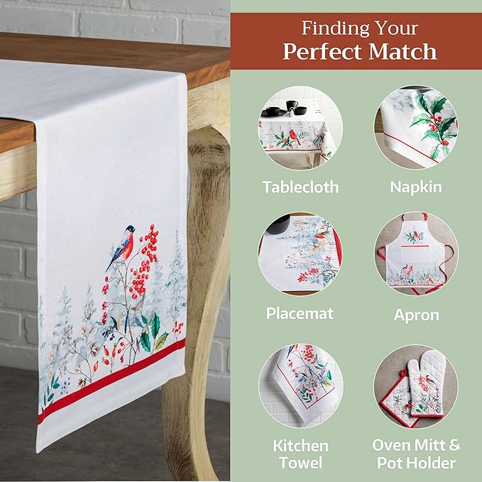 Maison d' Hermine Table Runner 100% Cotton Single Layer Table Runners 72 inches Long Decorative for Home Kitchen Dining Party Baby Shower Wedding Bridal Shower (Morzine, 14.50" x 72")