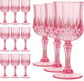 Pink Plastic Wine Glasses 7oz – 12 Pcs Unbreakable Pink Plastic Goblets for Parties Reusable & Dishwasher-Safe for Weddings, Bars, and Every Celebration