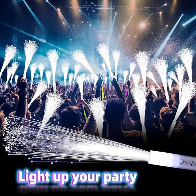 36 PCS White Fiber Optic Sticks, LED Fiber Wands, Fiber Optic Wand with 3 Light Modes, Glow in the Dark Party Supplies, Wedding Party Supplies, for Wedding, New Year, Birthday, Carnival