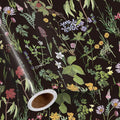 RUSPEPA Wild Flower Wrapping Paper Roll for Women Girls, Mini Roll, Elegant Black Floral Design Gift Wrap Paper Perfect for Birthday, Bridal Shower, Spring, Wedding, Mother's Day, 17 Inch x 16.4 Feet
